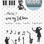 Shadows - 5 x MUSIK / Music - KombiDatei inkl mega Deko als SVG DXF LaserDatei Plotterdatei und png zum drucken - Sewando