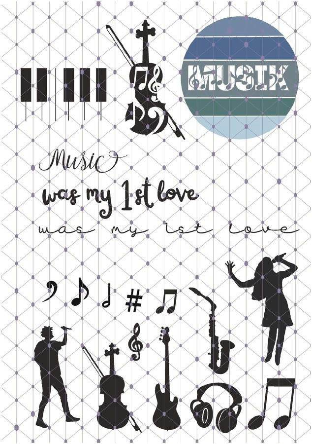 Shadows - 5 x MUSIK / Music - KombiDatei inkl mega Deko als SVG DXF LaserDatei Plotterdatei und png zum drucken - Sewando