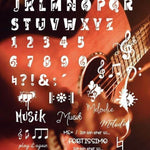 MUSIK ALPHABET A-Z und 0-9 Textmotiven und tolle Deko als Plottdatei in als svg, dxf, pdf, eps - Sewando