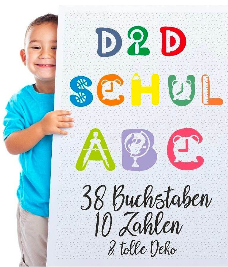 Das SCHUL-Alphabet zum selber gestalten 38 Buchstaben, Zahlen und Deko als Plotter und Laser-Datei als SVG und DXF und png zum drucken - Sewando