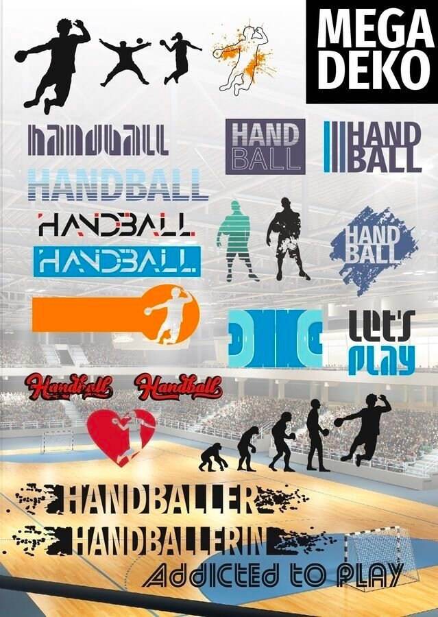 HANDBALL Mega Deko passend zum Schriftzug Shadow Sports Plotterdatei und png zum drucken - Sewando