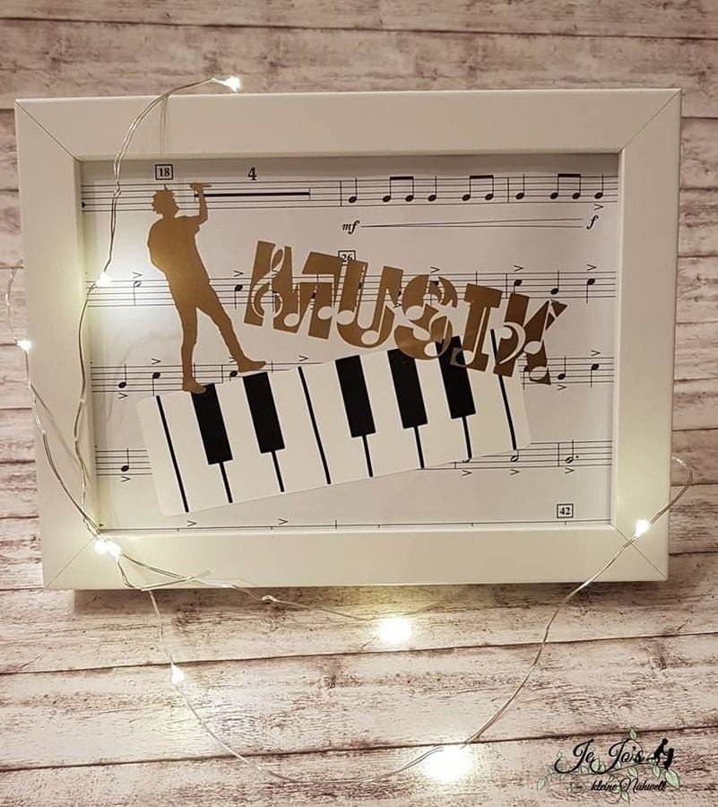 Shadows - 5 x MUSIK / Music - KombiDatei inkl mega Deko als SVG DXF LaserDatei Plotterdatei und png zum drucken - Sewando