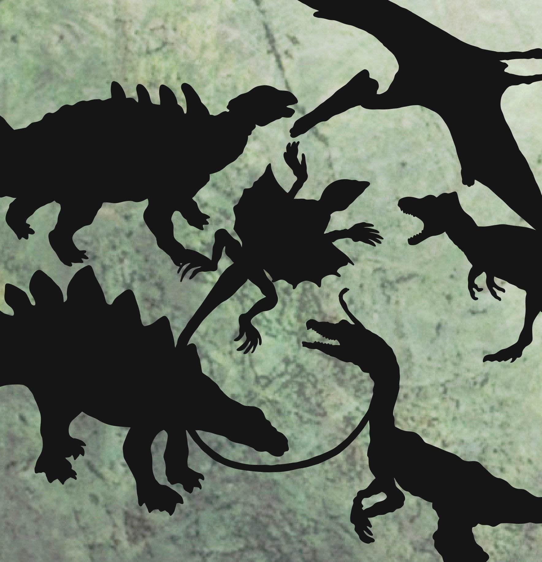 DINO POWER Dinosaurier Silhouetten, Plotter und Laser-Datei als SVG und DXF - Sewando