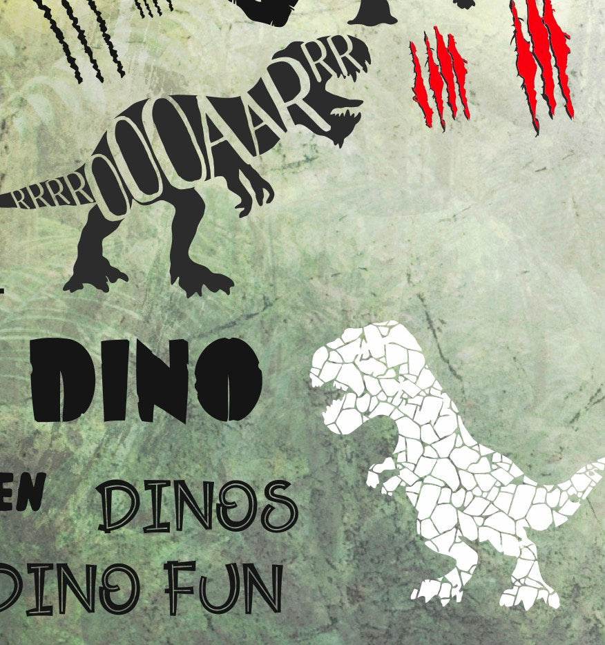 Dino Power Dinosaurier Mega-Deko über 20 Elemente & Bonus Trash und Splash, Plotter und Laser-Datei als SVG und DXF und png zum drucken - Sewando