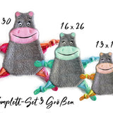 Stickdatei Nilpferd Kuscheltuch ITH in drei Größen, Baby, Schmusetuch, Kuscheltier - Sewando