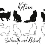 Stickdatei Katzen - vier Motive, zwei Varianten, Rahmen 10x10 - Sewando