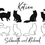 Stickdatei Katzen - vier Motive, zwei Varianten, Rahmen 10x10 - Sewando