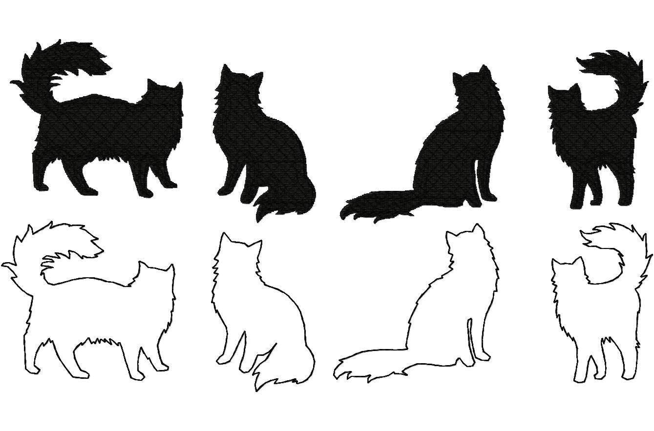 Stickdatei Katzen - vier Motive, zwei Varianten, Rahmen 10x10 - Sewando