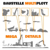 BAUSTELLE - MULTIPLOTT Das Baustellen / Fahrzeuge / Arbeiter Komplett Set, vom Tee-Licht bis Wand-Tattoo alles in einem Paket, Plotter und Laser-Datei als SVG und DXF - Sewando