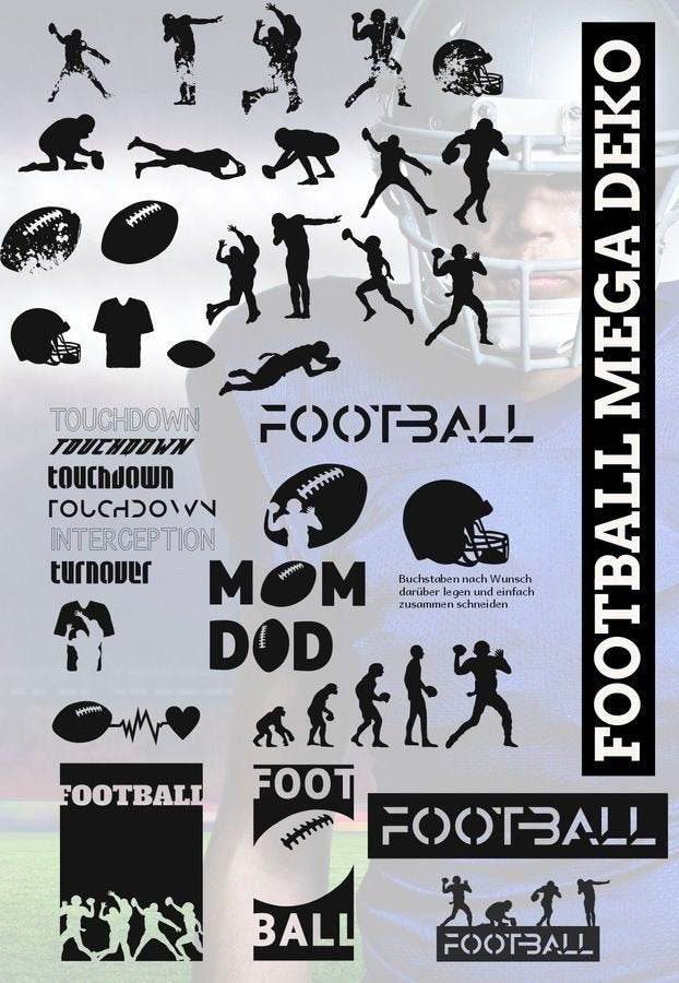 Plotterdatei Shadow Sport American FOOTBALL SET Schriftzug und Mega deko *Sonderaktion* - Sewando