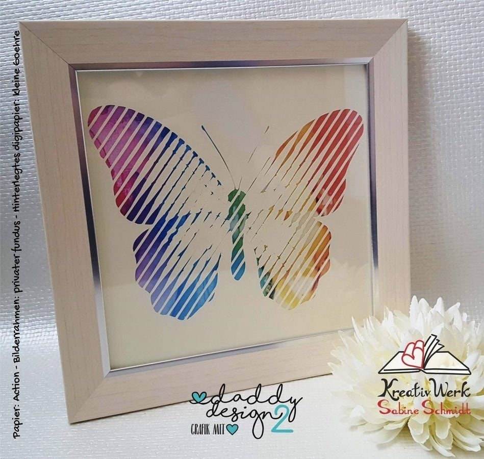 LINEART Schmetterling 1 Farbe / Folie Illusions Plotter und Laser-Datei als SVG und DXF - Sewando