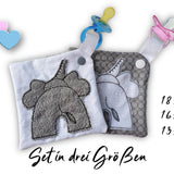 Stickdatei Schmusetuch Elefant ITH drei Größen, Baby, Kuscheltuch, Stickmuster, Schnuller - Sewando