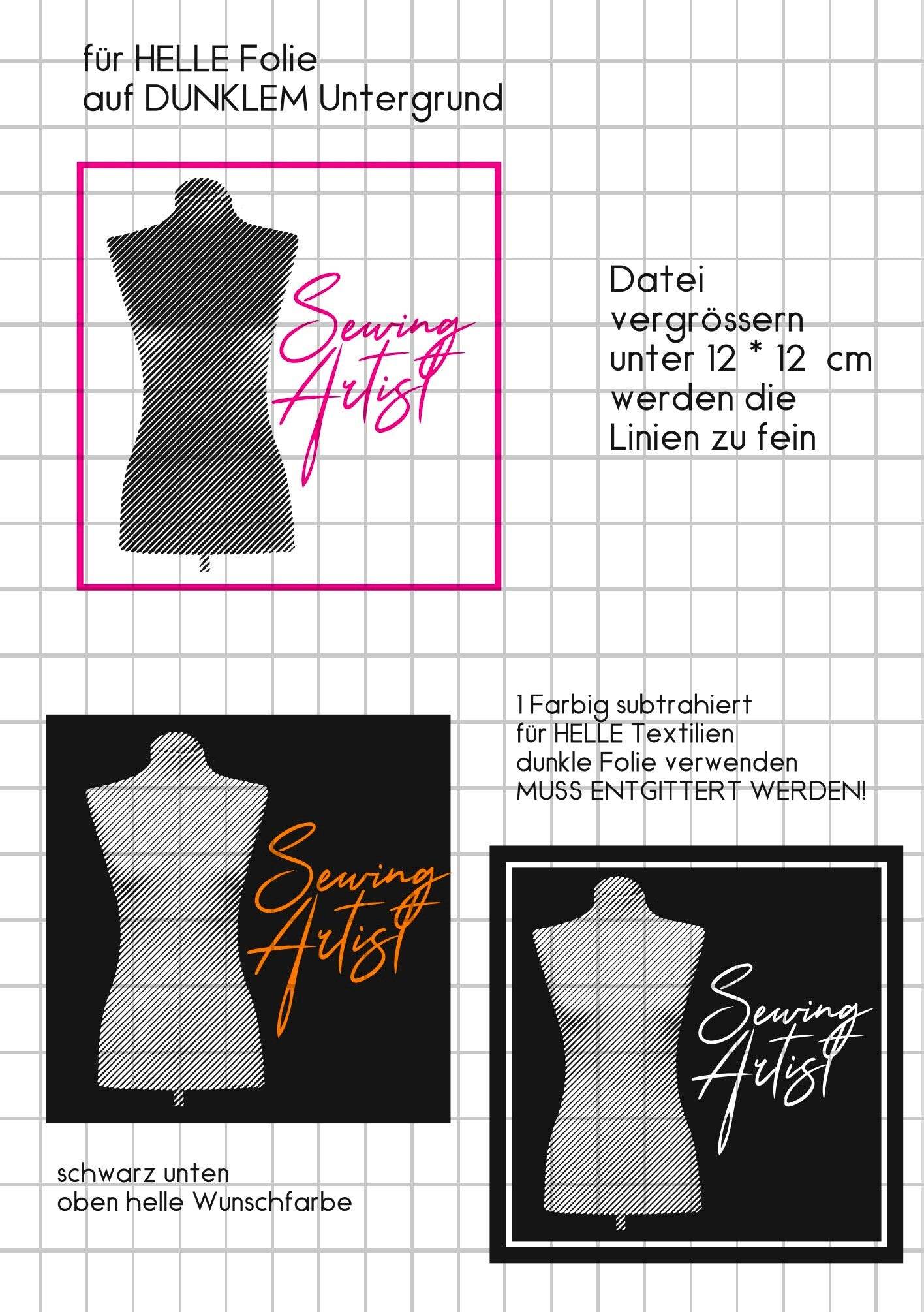 SEWING ARTIST 1 (2) Farbe / Folie Illusions Plotterdatei, Laserdatei - Sewando