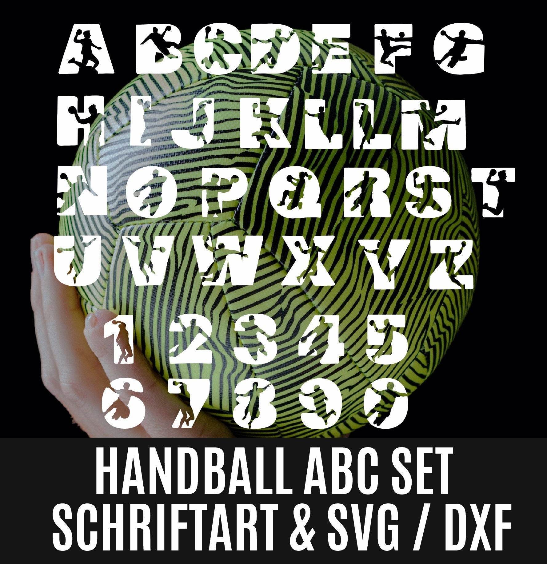 HANDBALL ABC als Schriftart UND Plotterdatei svg und dxf - Sewando
