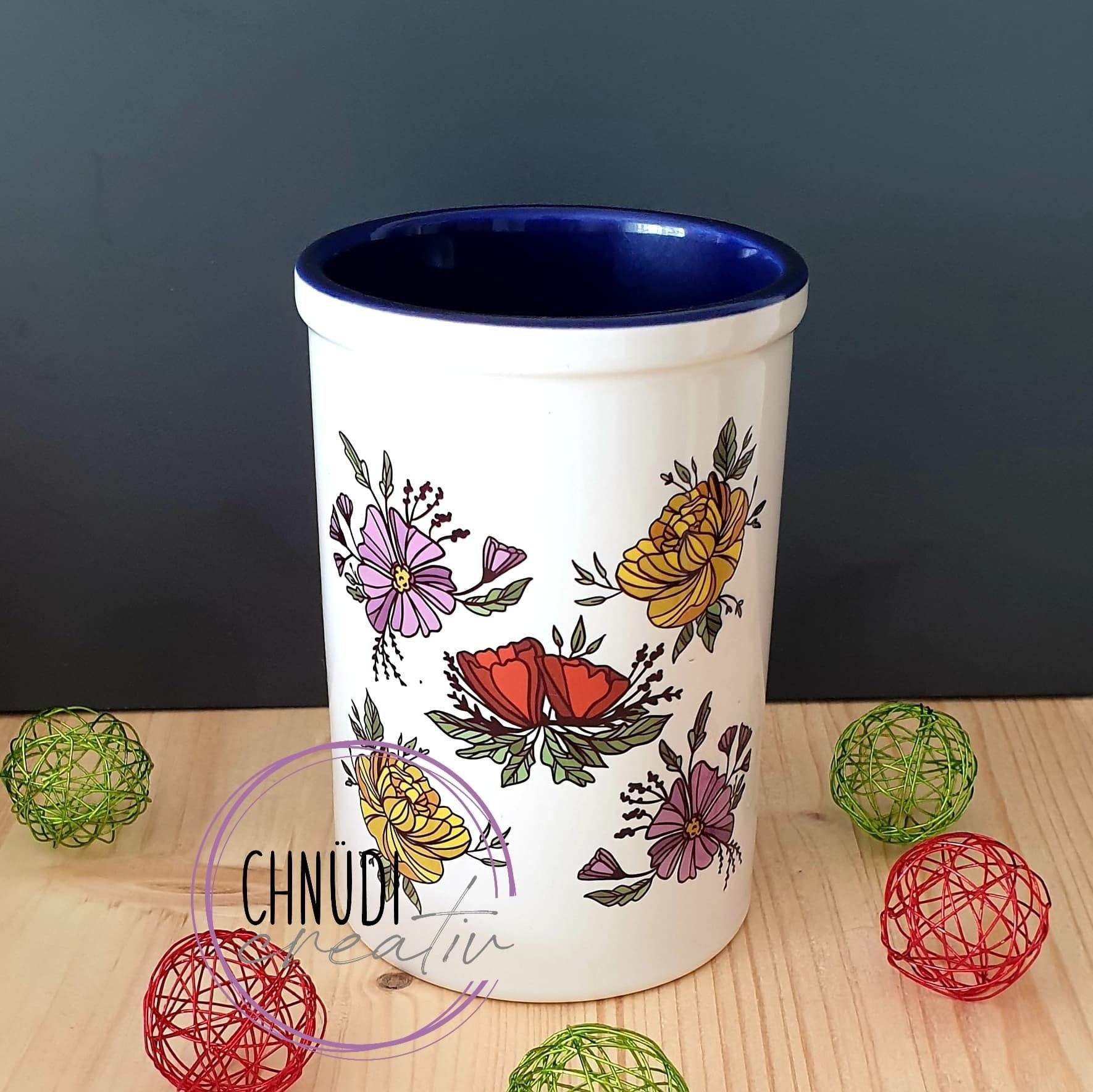 Plotter-SPARSET - FLOWER POWER Doodle und die 3 Glas-Blumen und Bonus Vasen SVG und DXF - Sewando