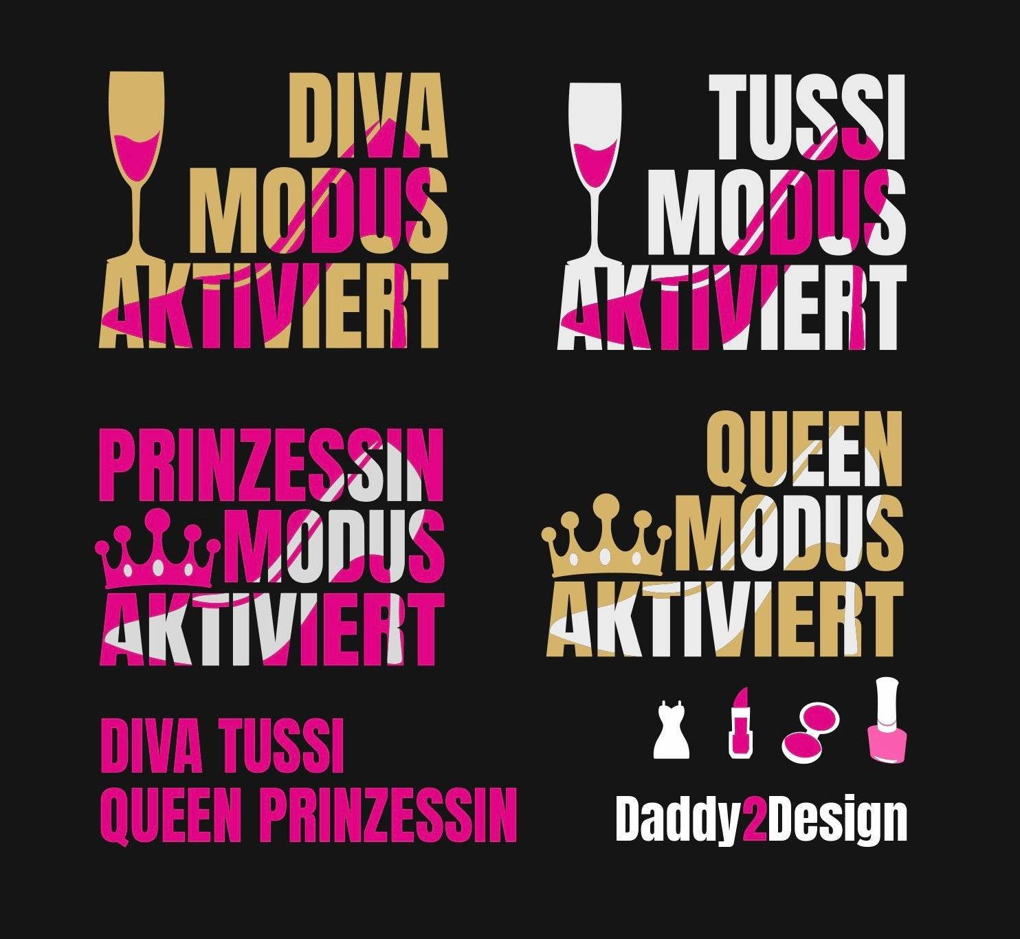 Plotterdatei Diva Tussi Queen Prinzessin Modus SVG und DXF - Sewando