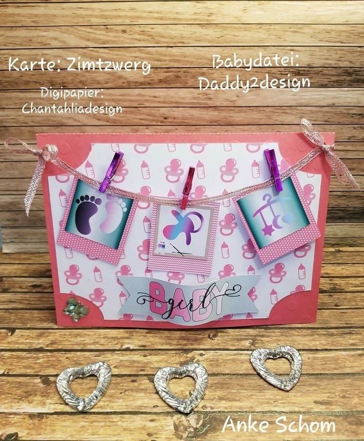 Baby Shadow Deko zur Geburt / Taufe, Plotter und Laser-Datei als SVG und DXF - Sewando