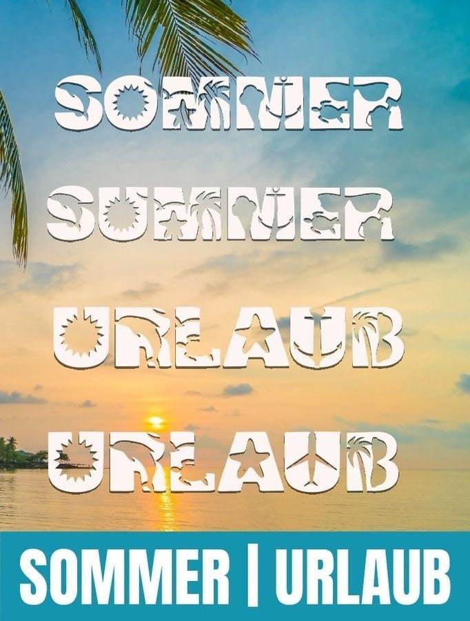 Plotterdatei Sommer Summer und Urlaub Shadow inkl. Trash und Splash SVG und DXF - Sewando