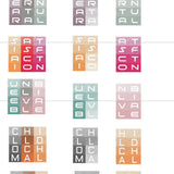 12 FARBEN - 12 Buchstaben - 12 Farben mit nur 2 Folien - inklusive Template, PLOTTERDATEI als SVG und DXF - Sewando