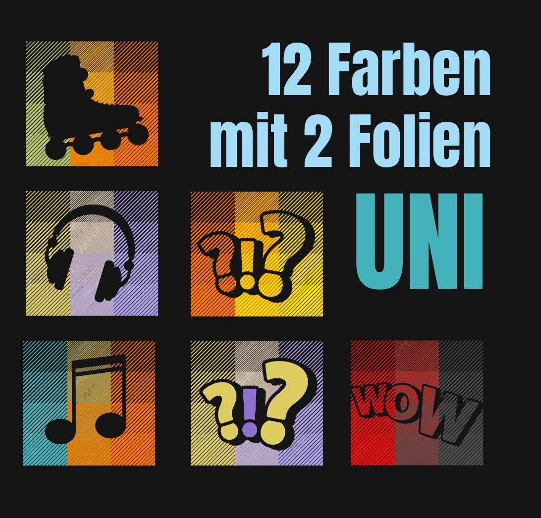 Plotterdatei 12 FARBEN - UNI - 12 Farben mit nur 2 Folien - Line Art Effekt Plott - ohne Template - Sewando