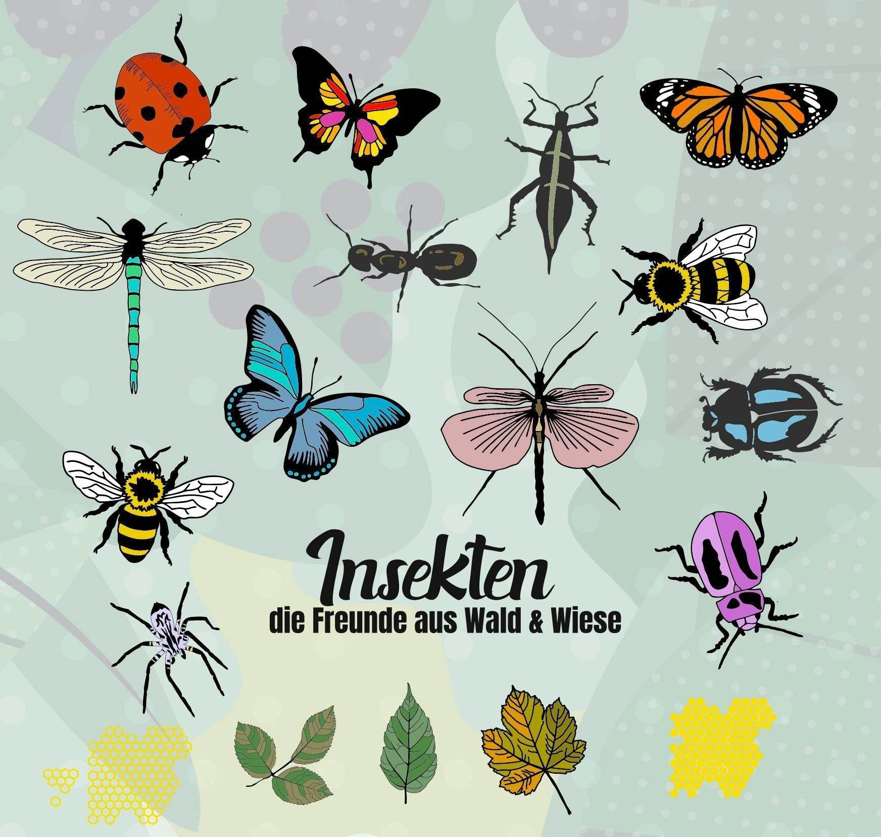 Insekten - die Freunde aus Wald und Wiese KOMPLETTSET, Plotter- Laser-Datei als SVG und DXF - Sewando