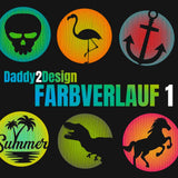 FARBVERLAUF Kreis - 6 Motive - mit 2 Folien, Plotter und Laser-Datei als SVG und DXF - Sewando