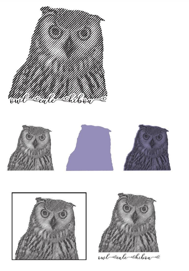 Plotterdatei LINEART EULE 3 Versionen inkl Offset Version / 1 Farbe / Folie Illusions - Sewando