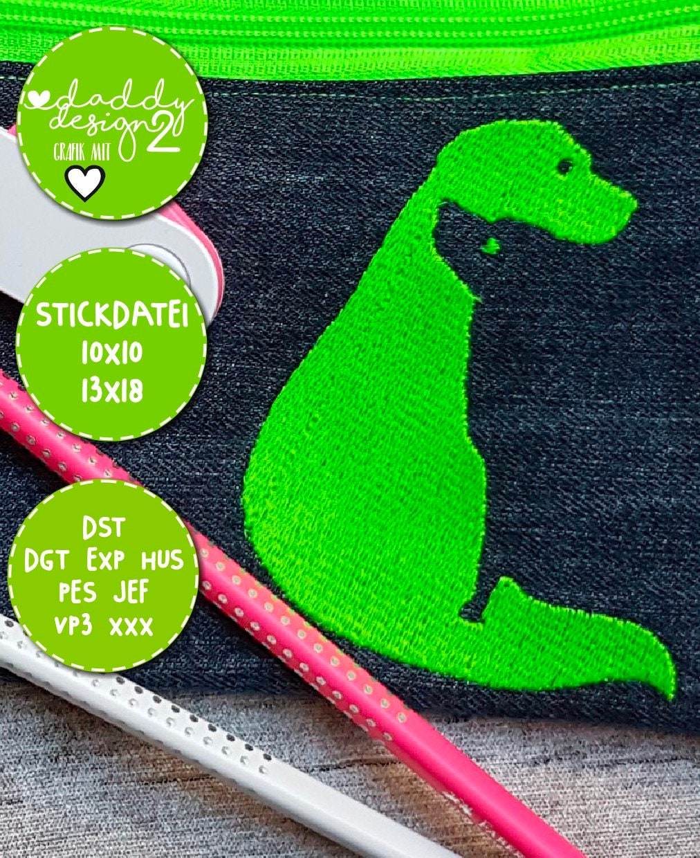 Schatten-Illusions-Stickdatei - Hunde Liebe 1 - 10x10 18x13, Stickdatei - Sewando