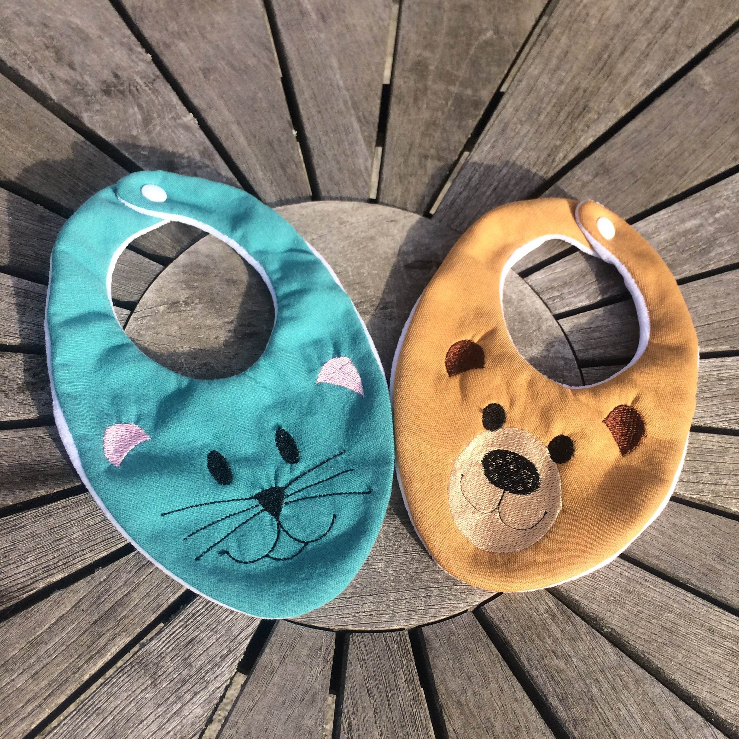 Kinder-Halstuch Stickdatei ITH 16x26 Tuch Herbst Schal Katze Bär Baby - Sewando