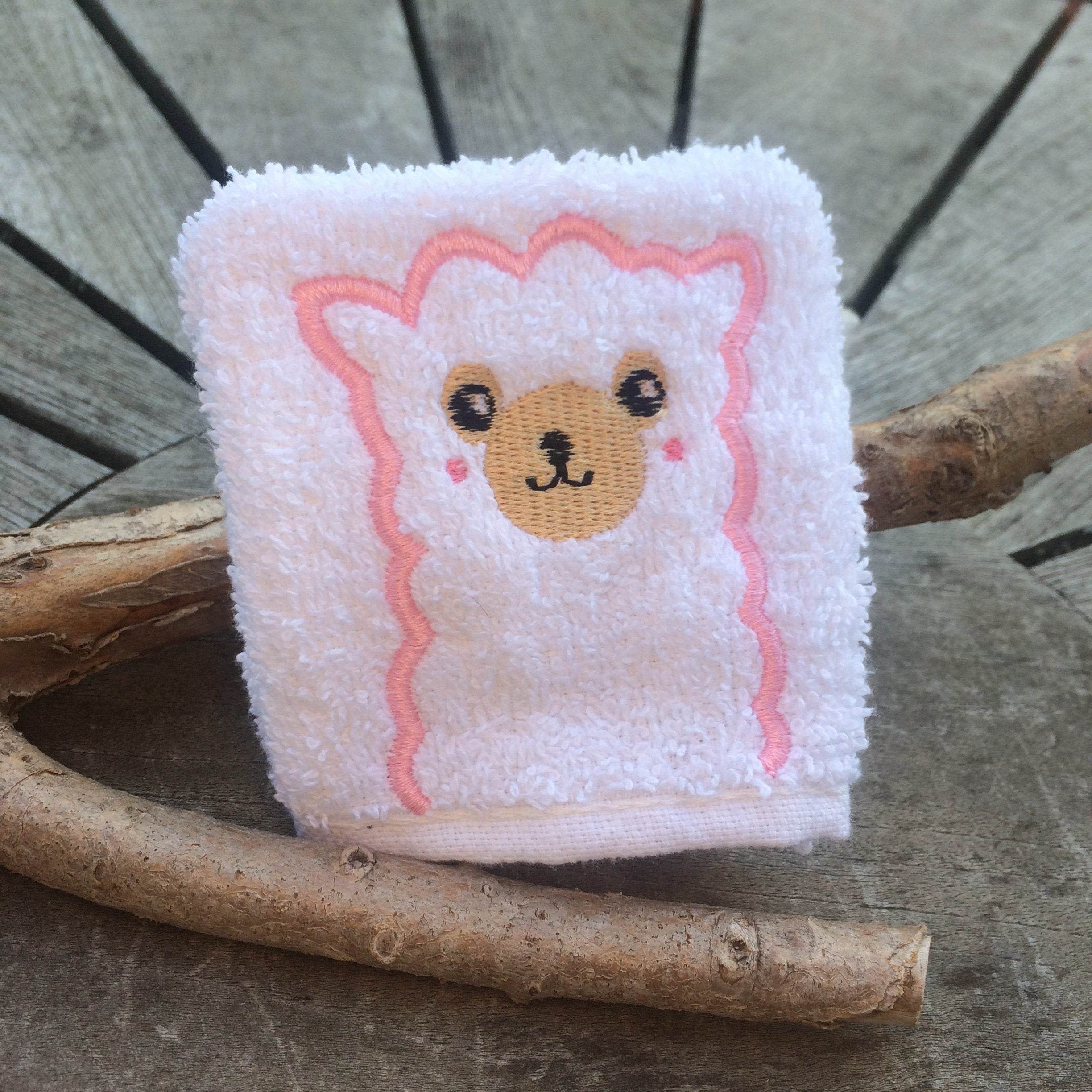 Lama-Waschlappen Stickdatei ITH 10x10 Waschhandschuh Alpaka Tiere - Sewando