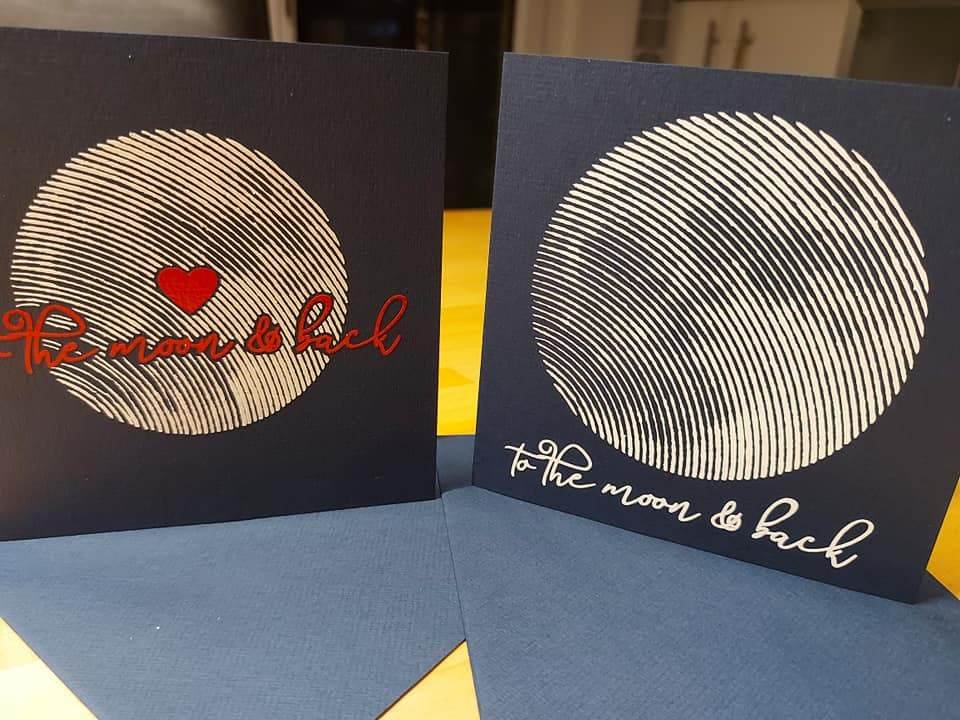 Plotterdatei MOND LineART - bis zum Mond und zurück - inkl Schriftzug und Template - Sewando