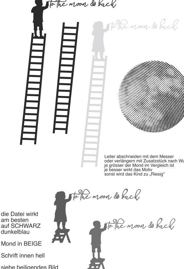 MOND LineART - bis zum Mond und zurück - KinderVersion, Plotter und Laser-Datei als SVG und DXF - Sewando