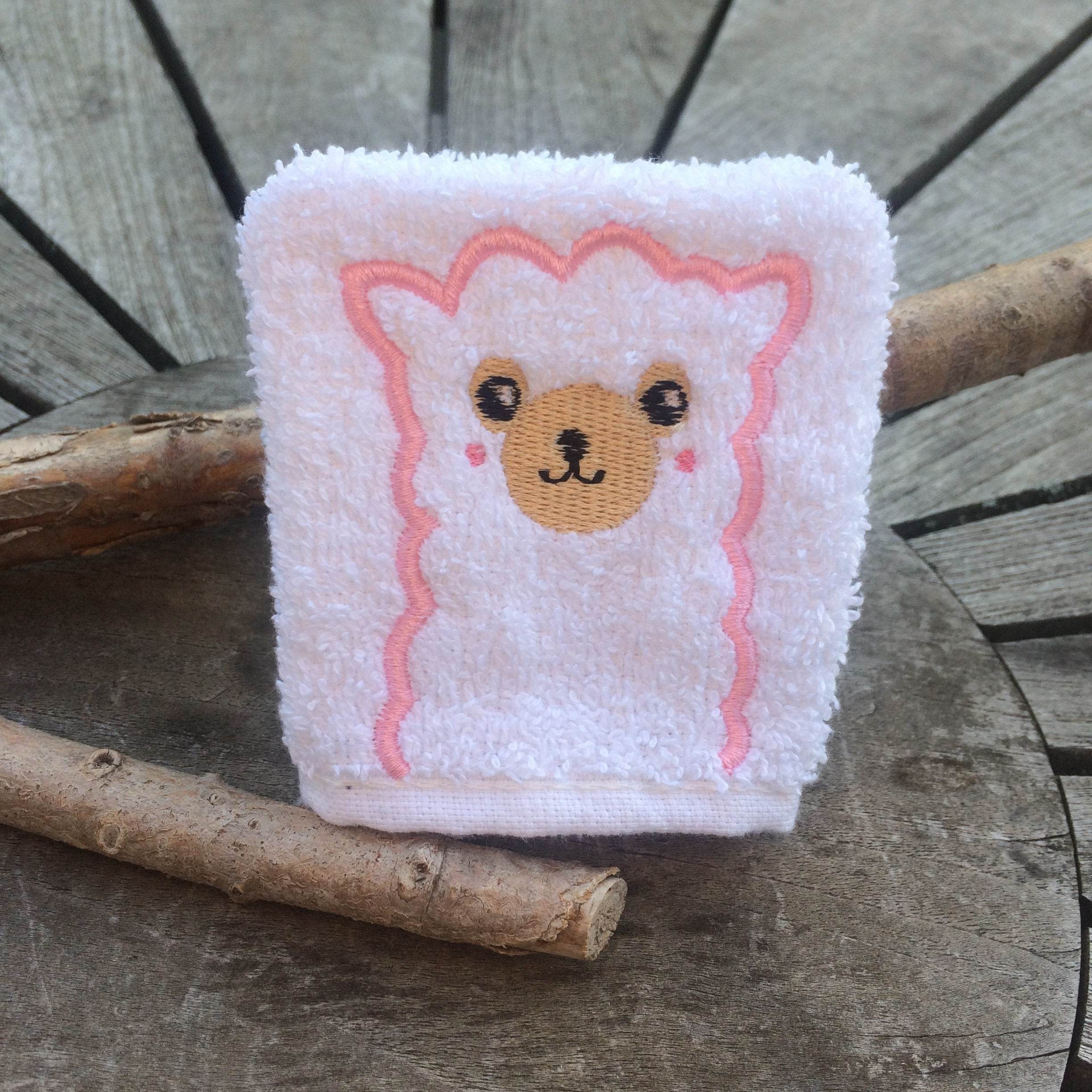 Lama-Waschlappen Stickdatei ITH 10x10 Waschhandschuh Alpaka Tiere - Sewando