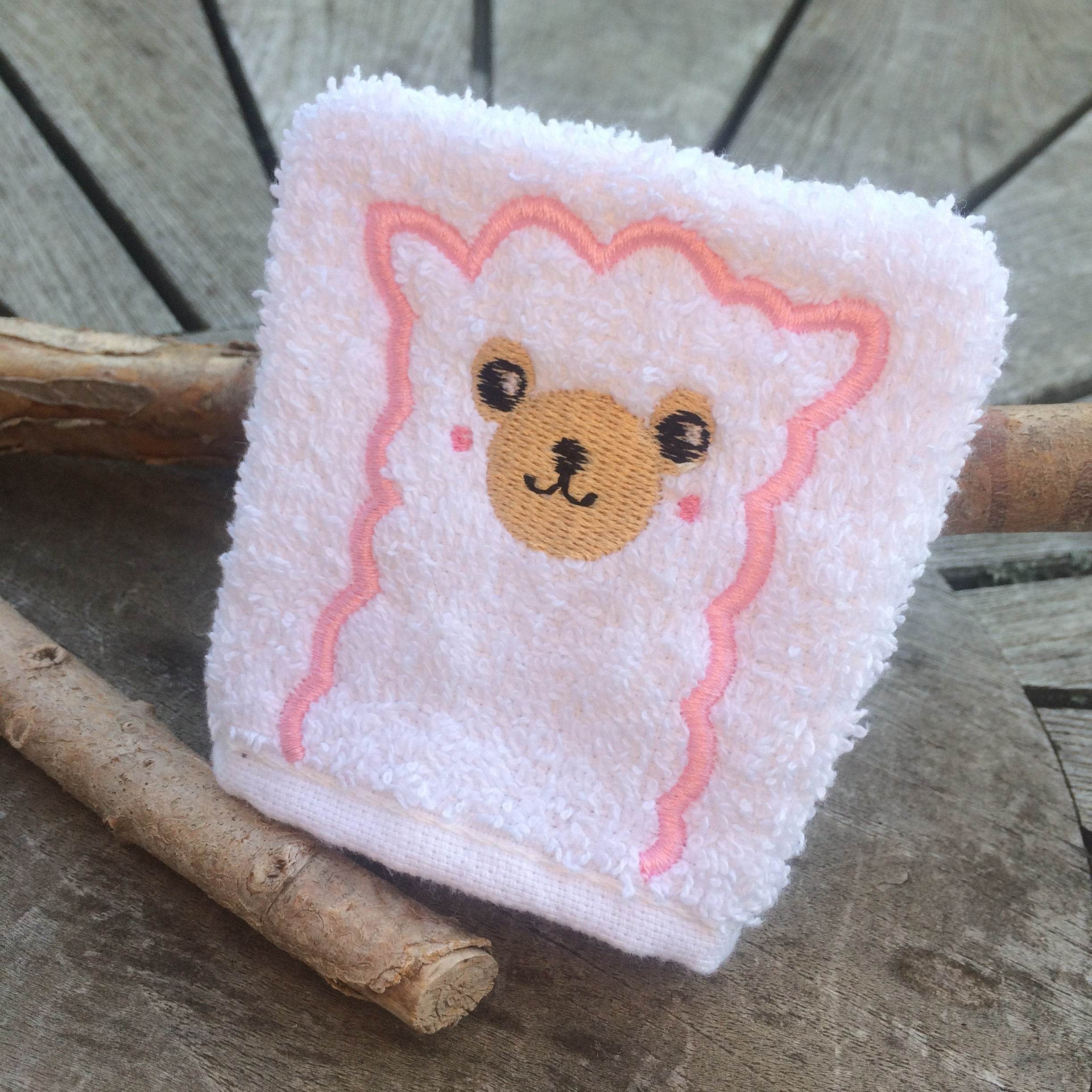 Lama-Waschlappen Stickdatei ITH 10x10 Waschhandschuh Alpaka Tiere - Sewando