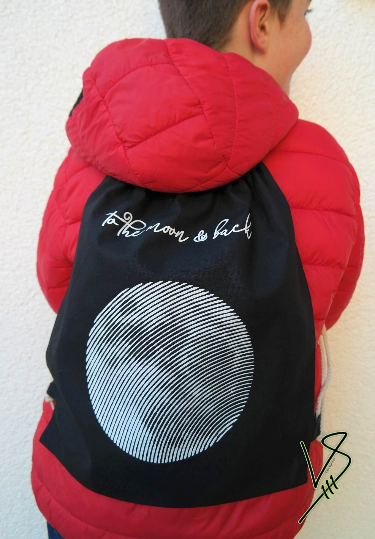Plotterdatei MOND LineART - bis zum Mond und zurück - inkl Schriftzug und Template - Sewando