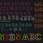 Neon ABC inkl. Smileys und Zahlen KOMPLETT, Plotter und Laser-Datei als SVG und DXF - Sewando