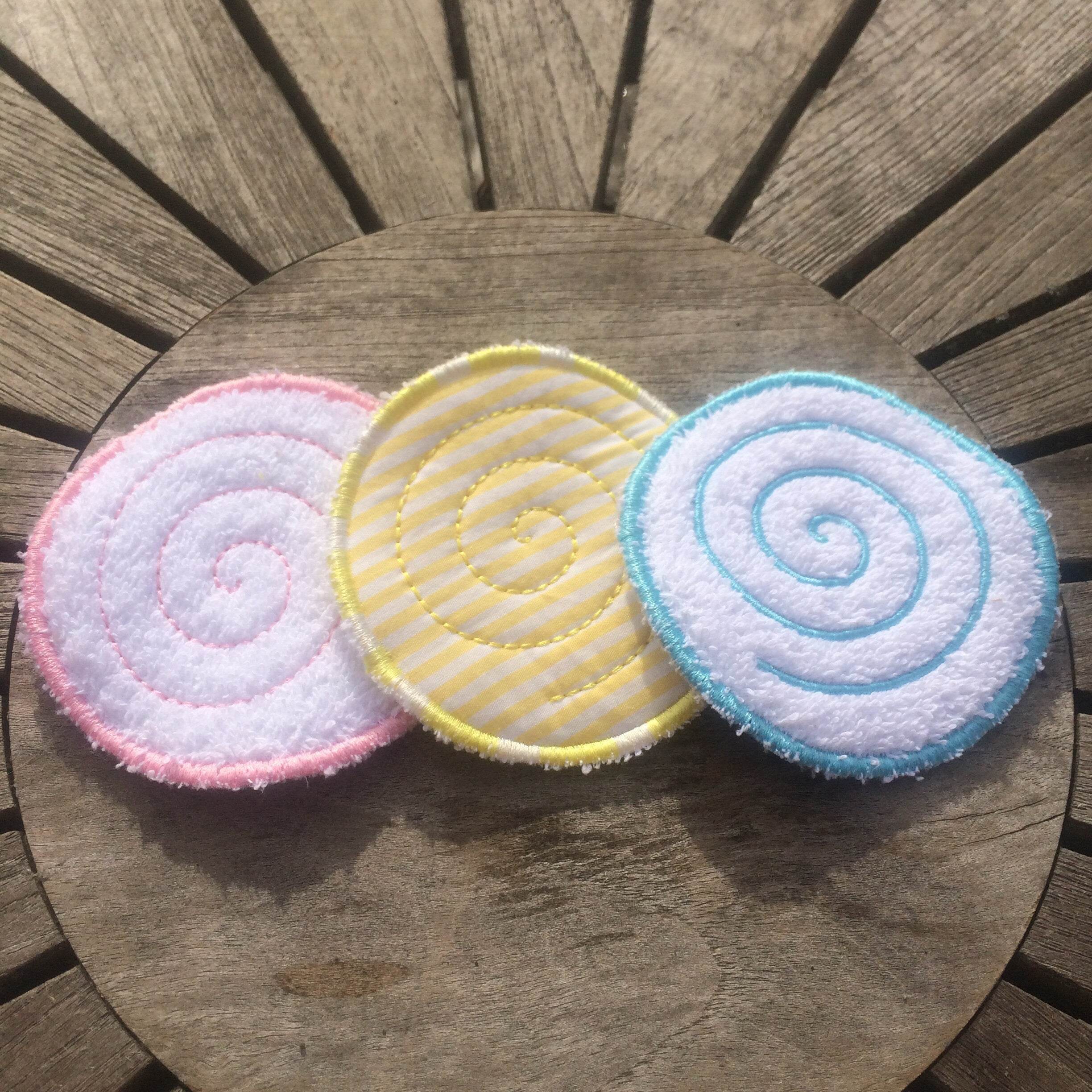 Abschminkpad Spirale Stickdatei ITH 10x10 cm Waschpad rund Kosmetikpad Pad - Sewando