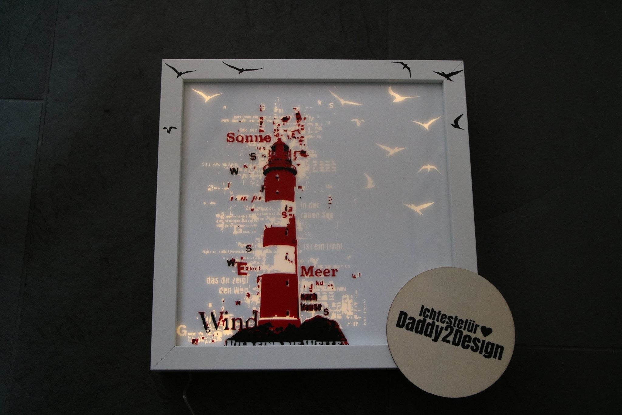 LeuchtTurmTraum - MIT MÖWEN - 3 Variationen, PLOTTERDATEI als SVG und DXF - Sewando