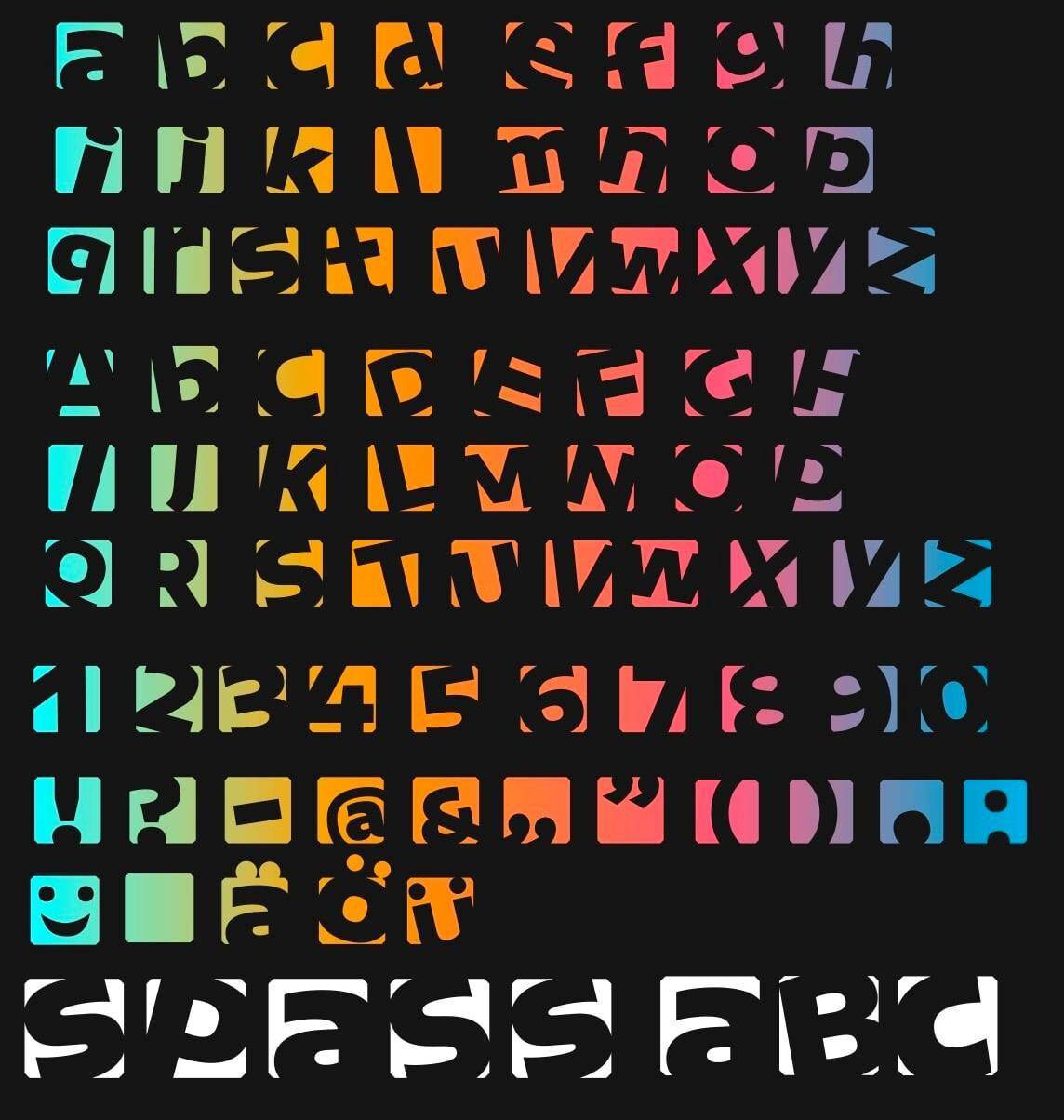 SCHATTEN/FUN-ABC mit Zahlen, PLOTT als SVG und DXF - Sewando