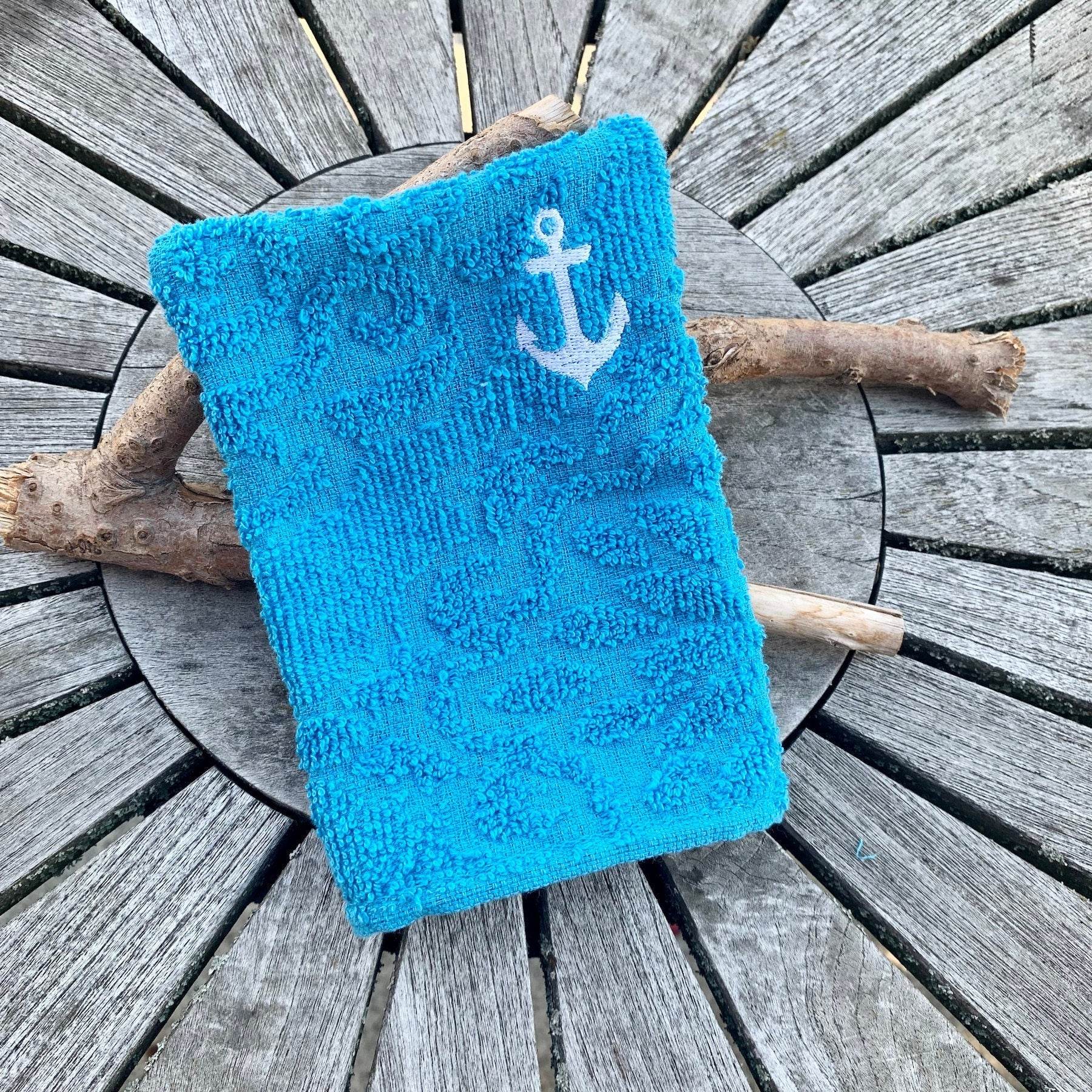 Anker-Waschlappen Stickdatei ITH 13x18 Waschhandschuh Geschenk maritim Meer Urlaub Reise Strand - Sewando