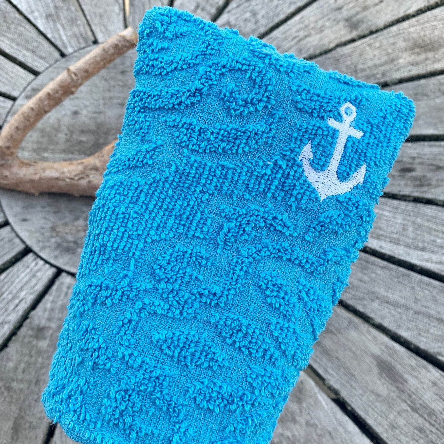 Anker-Waschlappen Stickdatei ITH 13x18 Waschhandschuh Geschenk maritim Meer Urlaub Reise Strand - Sewando