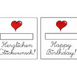 Stickdatei Geburtstag, Geldgeschenk, Gutschein, Rahmen 13x18, deutsch, englisch - Sewando