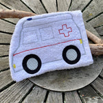 Krankenwagen Waschlappen Stickdatei ITH 13x18 Waschhandschuh RTW Rettungswagen Auto - Sewando