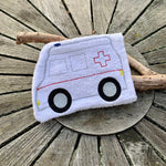 Krankenwagen Waschlappen Stickdatei ITH 13x18 Waschhandschuh RTW Rettungswagen Auto - Sewando