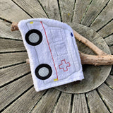 Krankenwagen Waschlappen Stickdatei ITH 13x18 Waschhandschuh RTW Rettungswagen Auto - Sewando