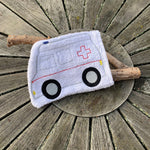 Krankenwagen Waschlappen Stickdatei ITH 13x18 Waschhandschuh RTW Rettungswagen Auto - Sewando