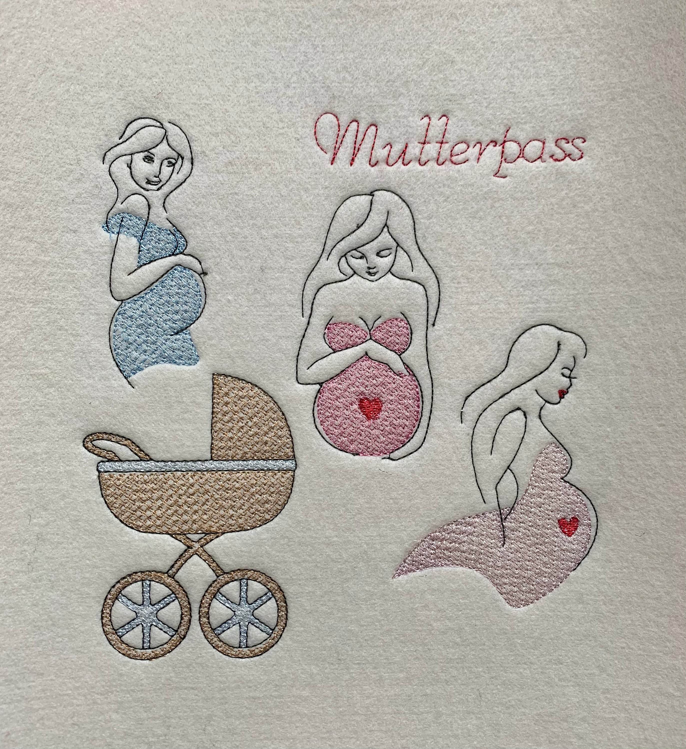Stickdatei Mutterpass Outline Set 935 Lineare Art - Sewando