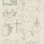 Stickdatei Taufe Kommunion Hochzeit Line Art Doodle Set 951 - Sewando