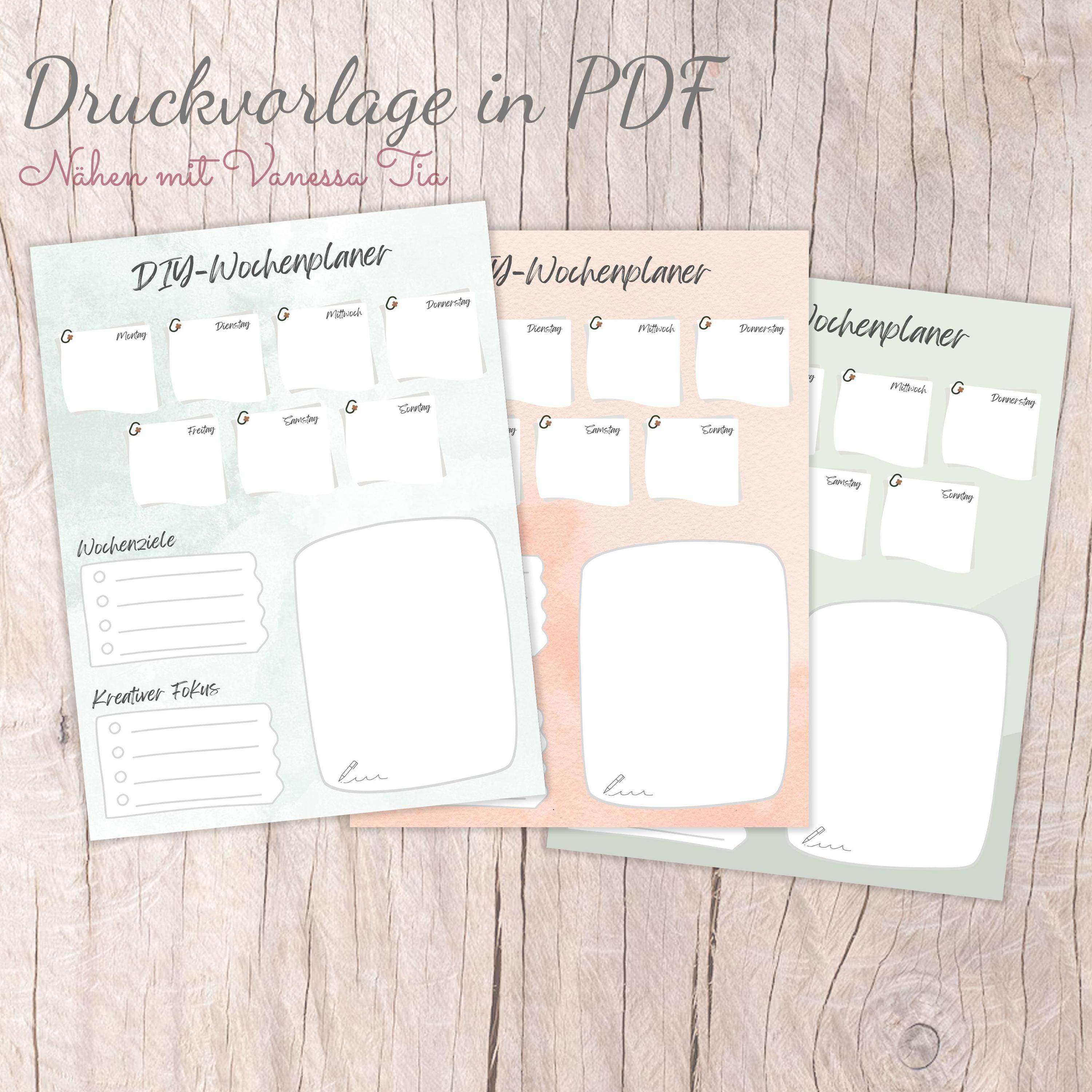DIY Wochenplaner - Deine Projekte perfekt organisiert Template Vorlage - Sewando