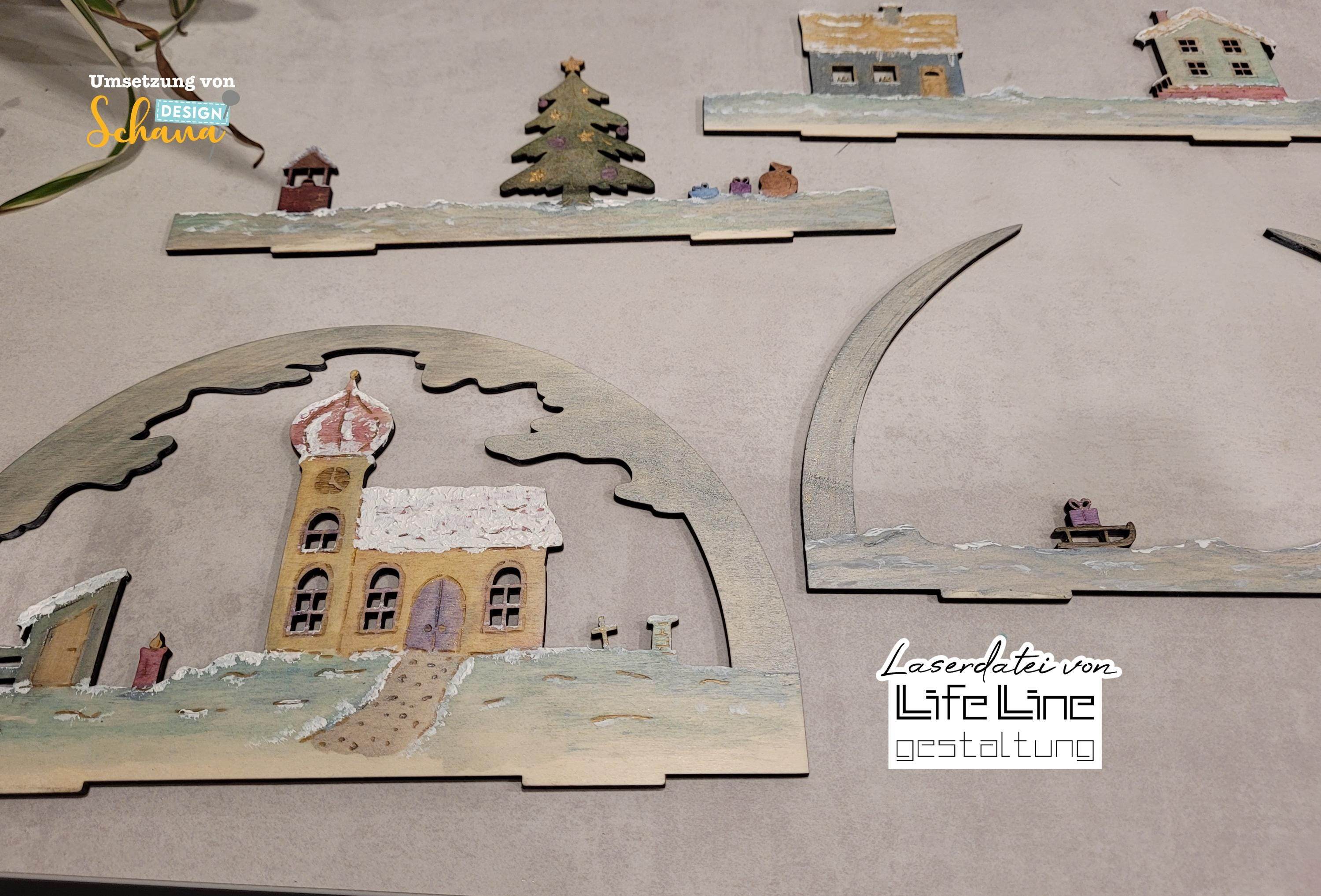 Lasercut-Datei SCHWIBBOGEN WEIHNACHTSDORF svg - Sewando